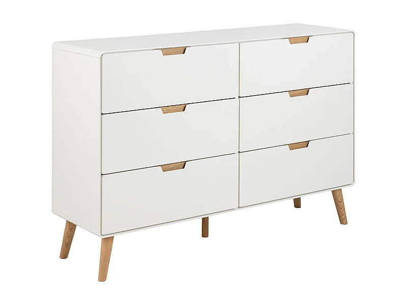 Lowell Kommode 6 Schubladen weiß.