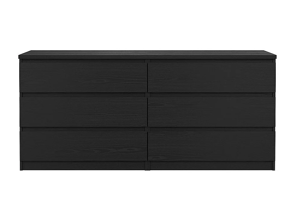 Naia Kommode 6 Schubladen schwarze Struktur.