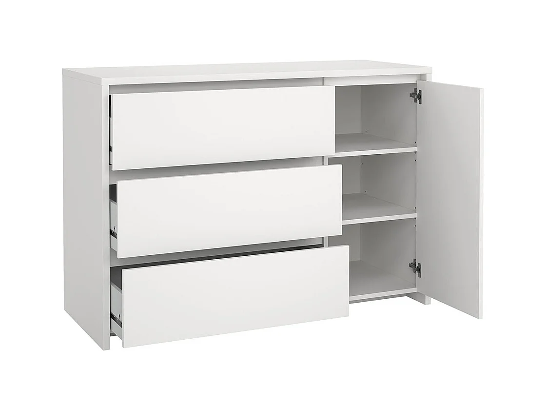 Next Kommode 1 Tür 3 Schubladen weiß.