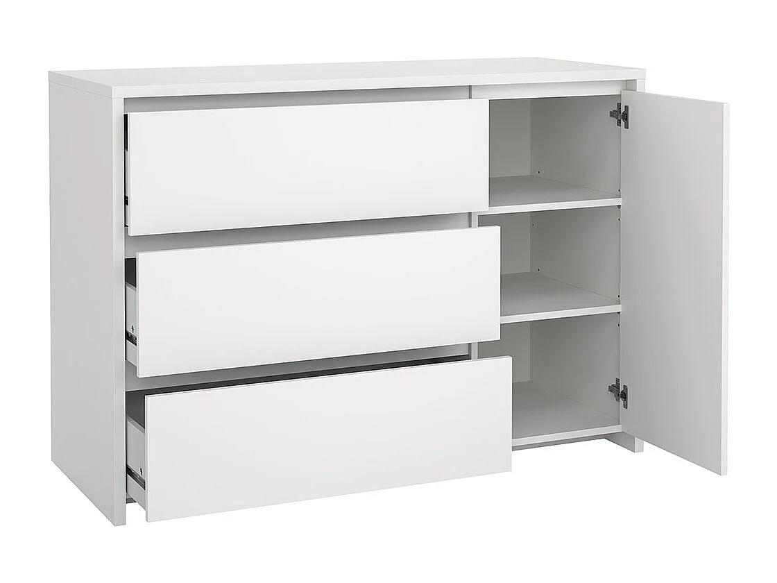 Next Kommode 1 Tür 3 Schubladen weiß.