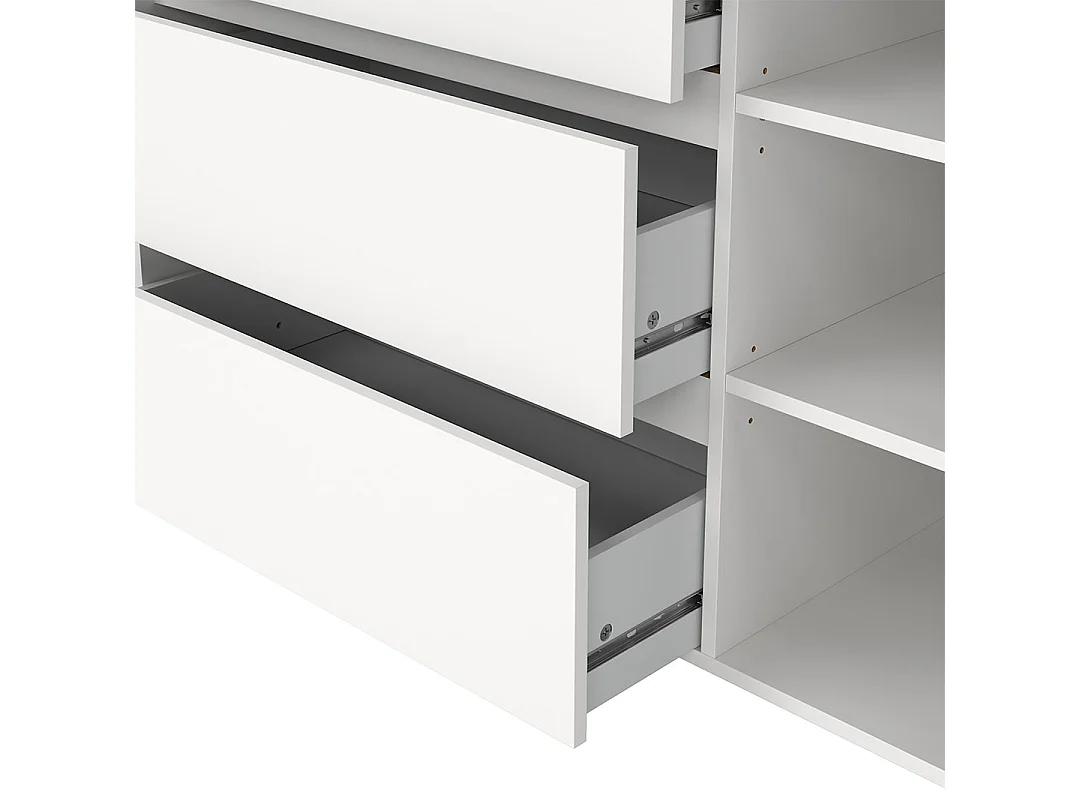 Next Kommode 1 Tür 3 Schubladen weiß.