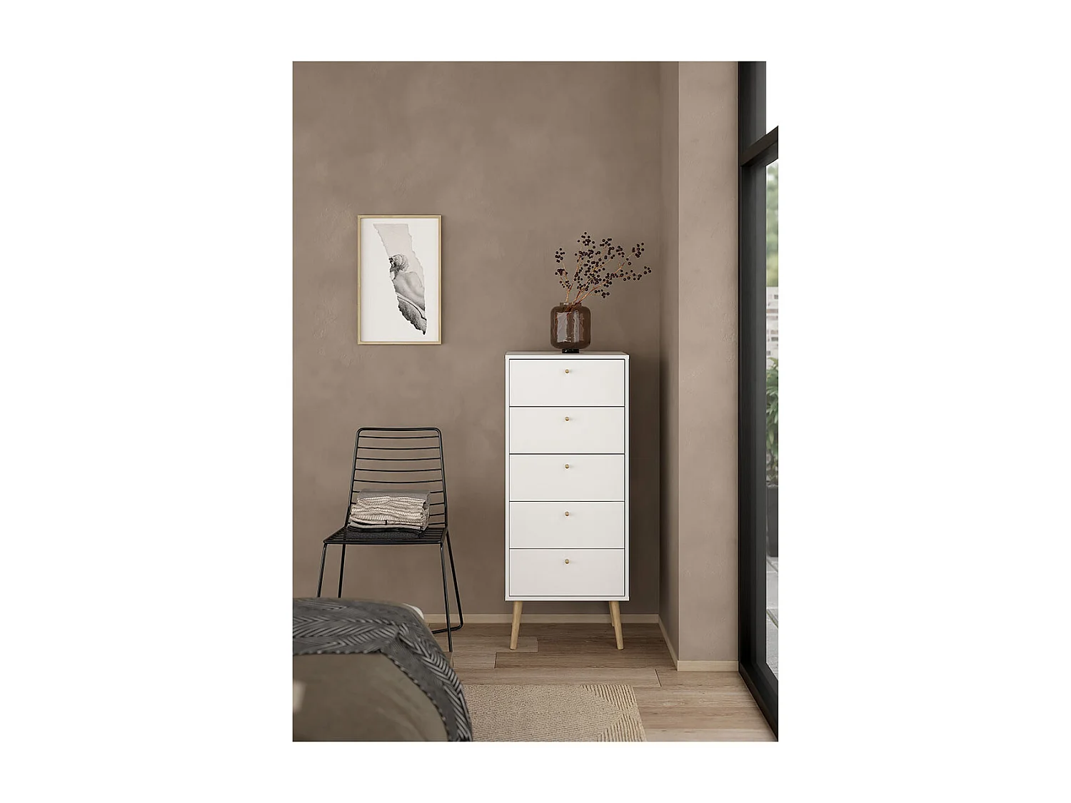 Bodo Kommode 5 Schubladen weiß.