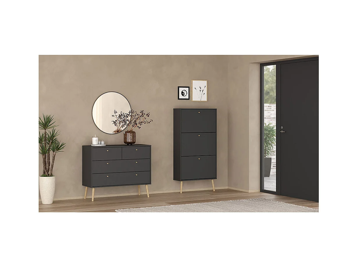 Bodo Kommode 4 Schubladen matte grau.