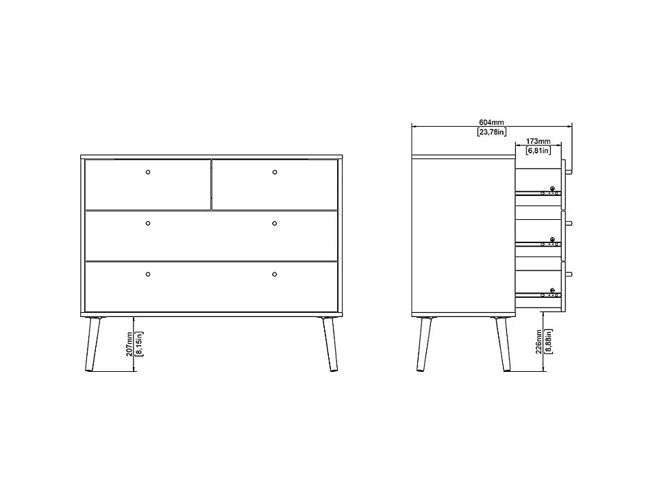 Bodo Kommode 4 Schubladen matte grau.