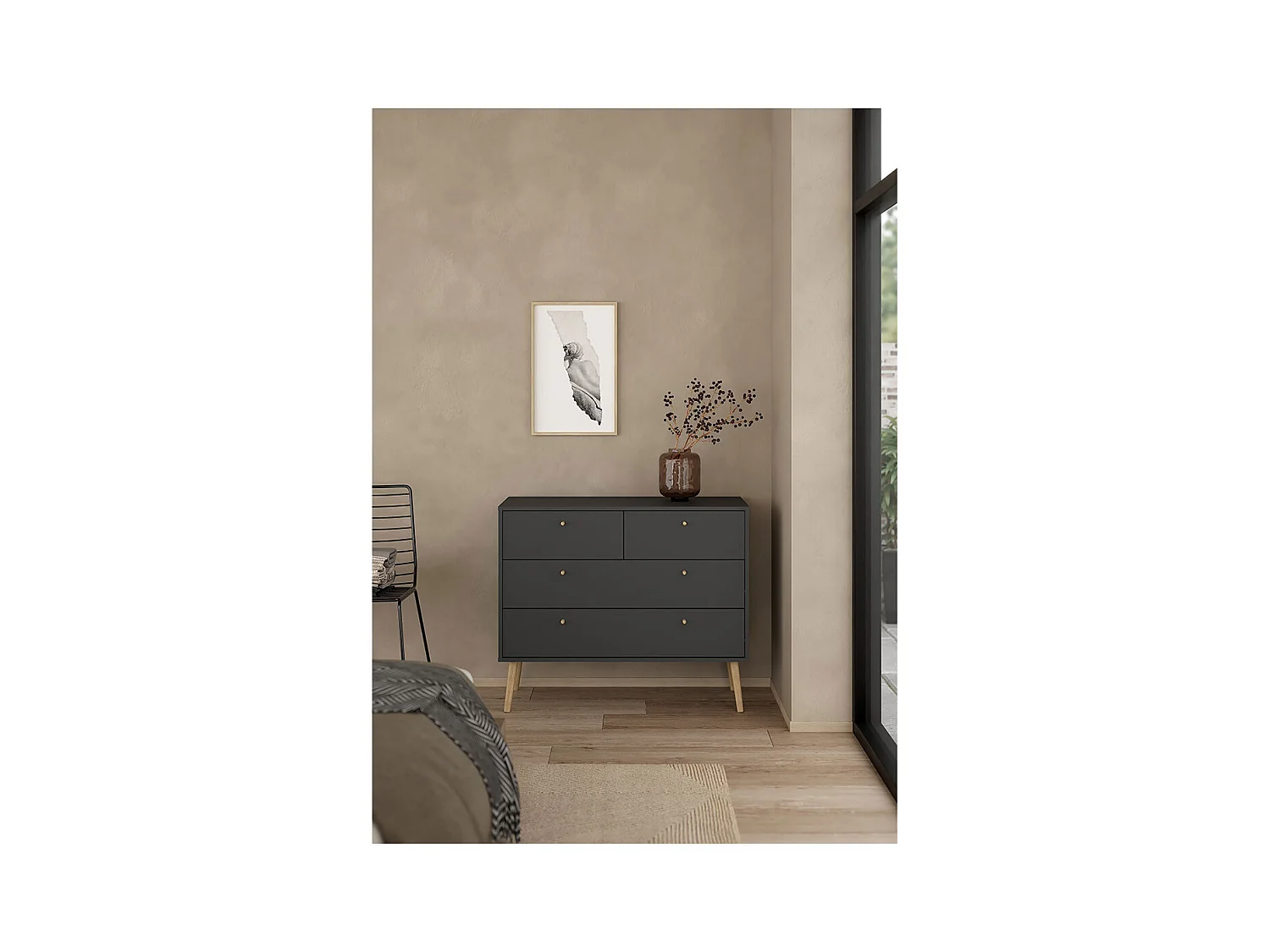 Bodo Kommode 4 Schubladen matte grau.