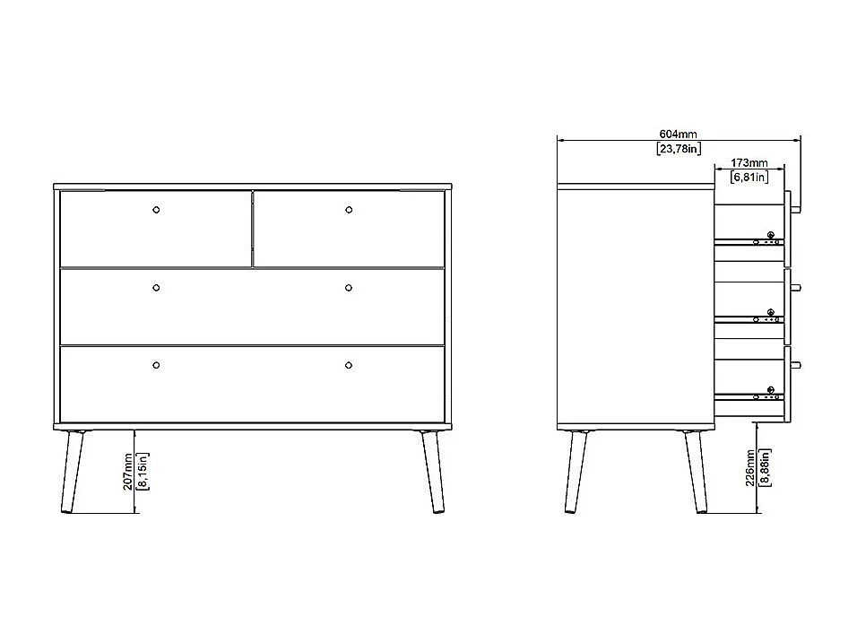 Bodo Kommode 4 Schubladen matte grau.