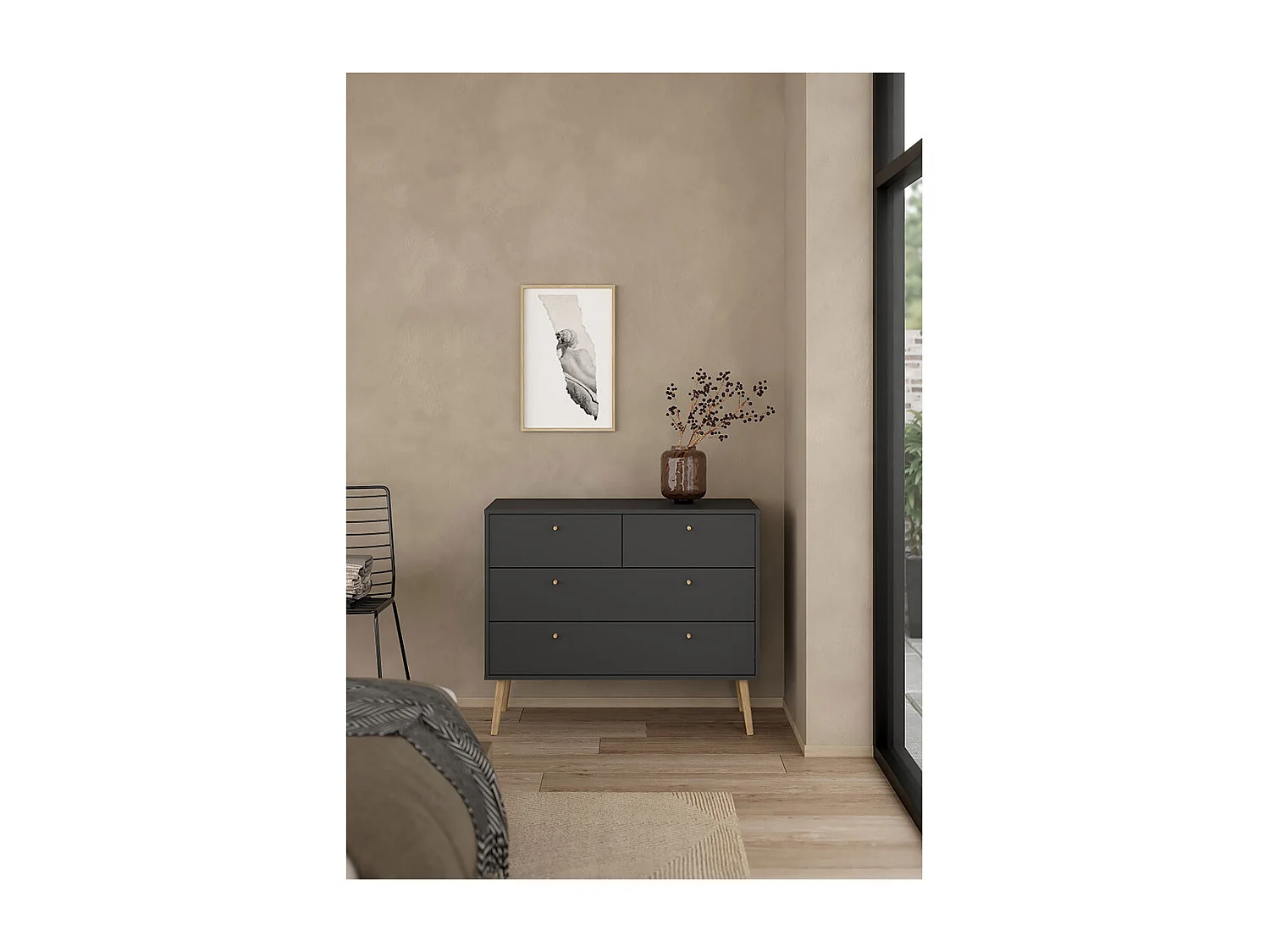 Bodo Kommode 4 Schubladen matte grau.