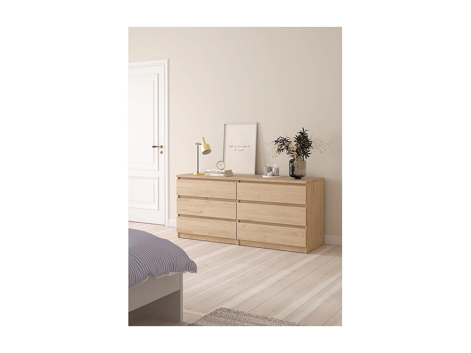 Naia Kommode 6 Schubladen Eichen-Dekor.