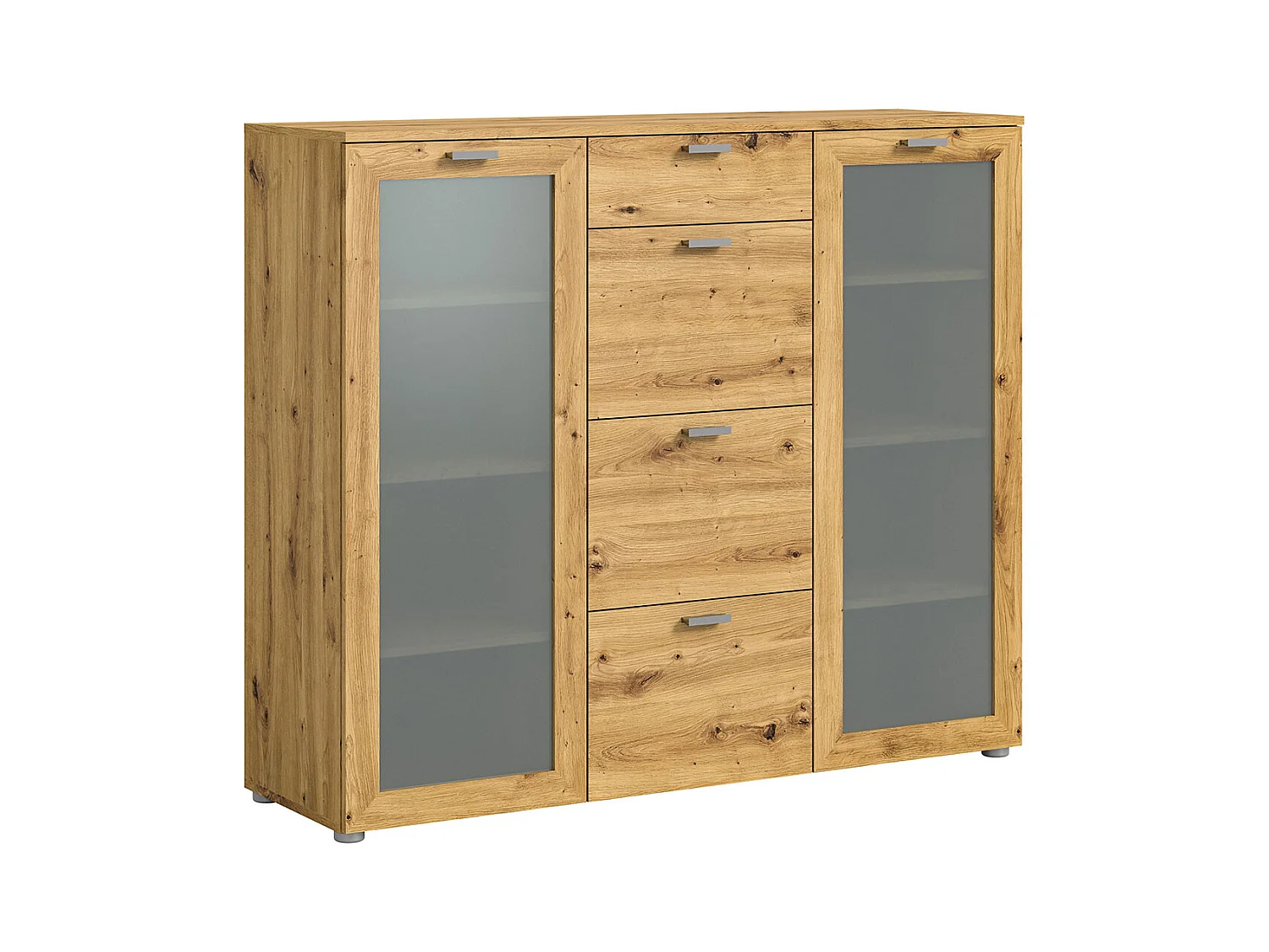 Xeno Sideboard 4 Schubladen 2 Türen Eiche Dekor.