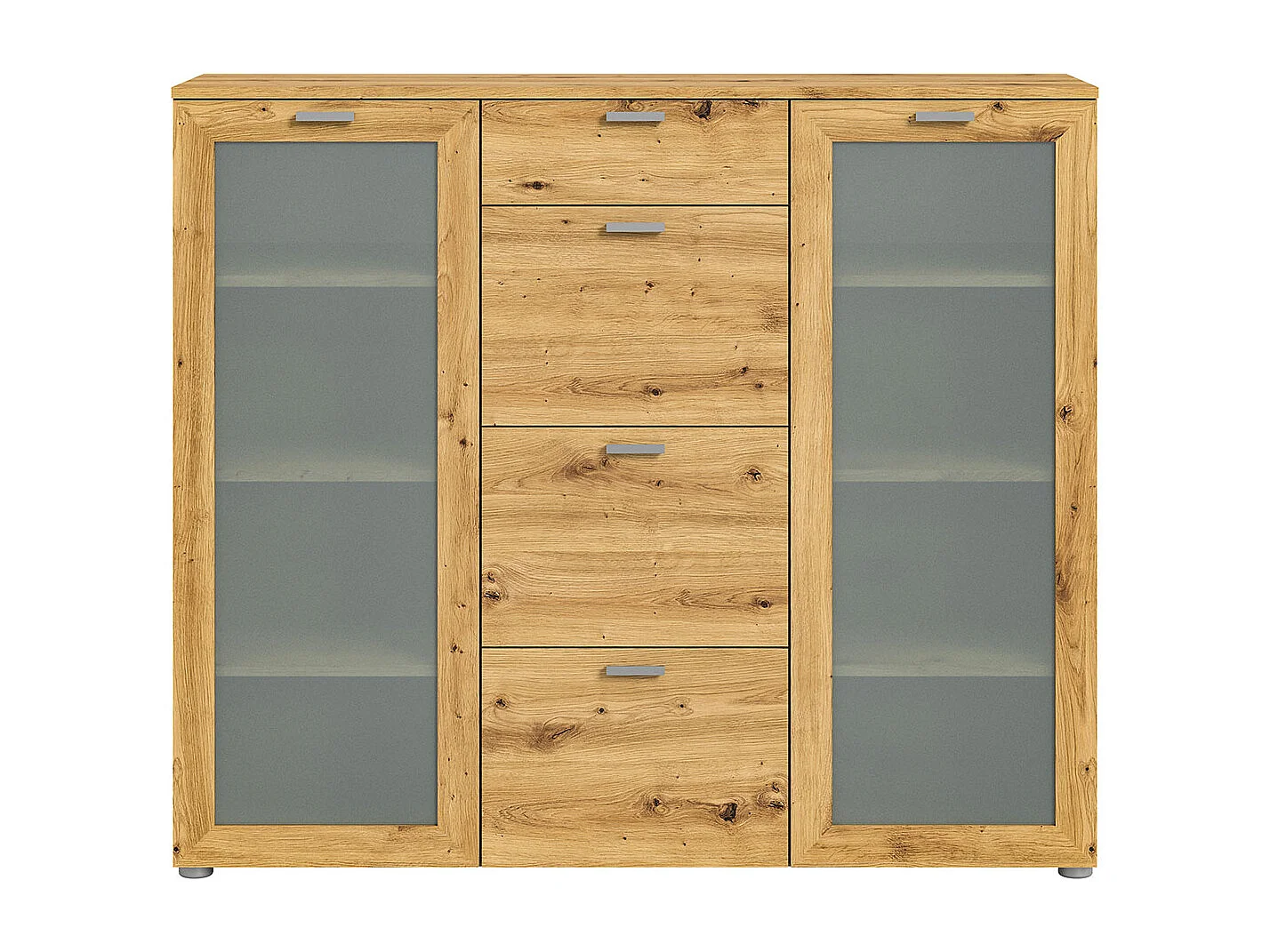 Xeno Sideboard 4 Schubladen 2 Türen Eiche Dekor.