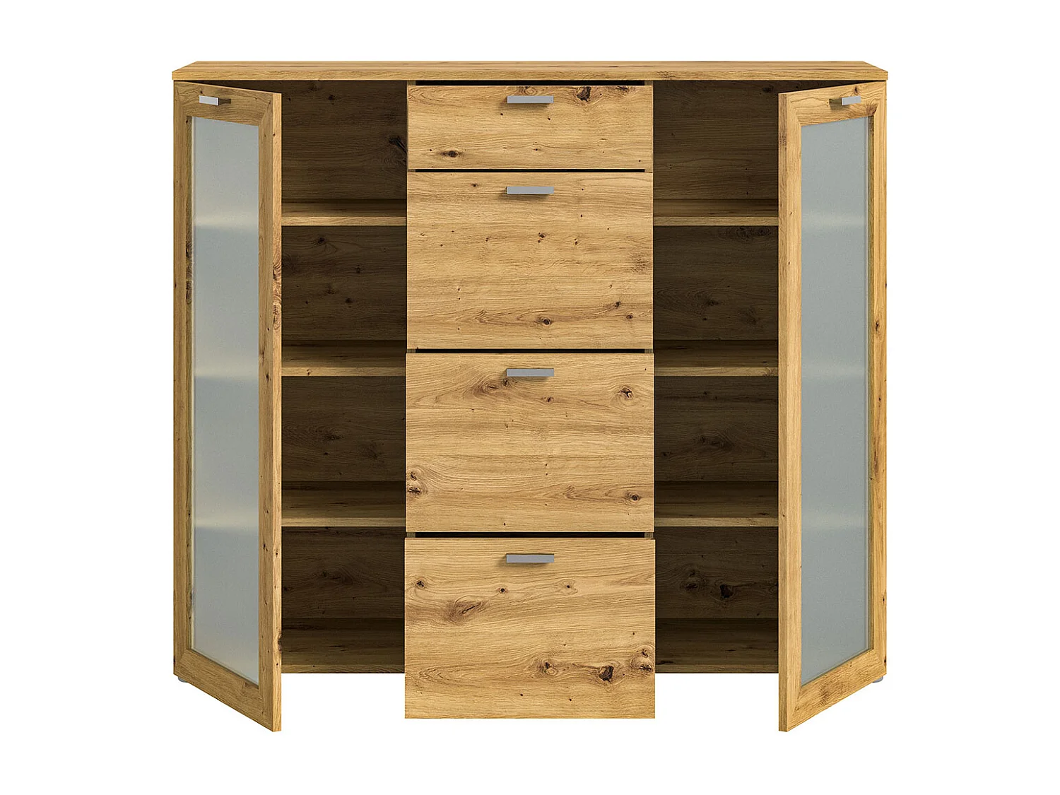 Xeno Sideboard 4 Schubladen 2 Türen Eiche Dekor.