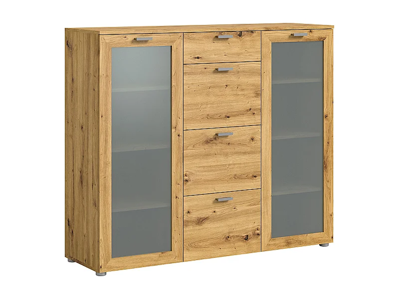 Xeno Sideboard 4 Schubladen 2 Türen Eiche Dekor.