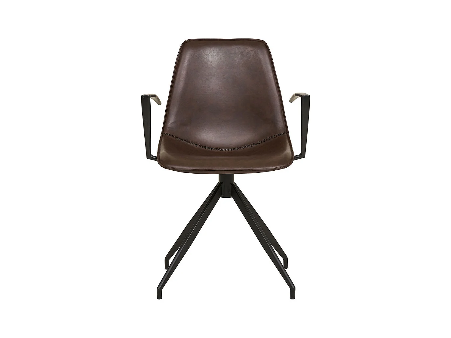 Monaco chaise de salle à manger pied rotatif, accoudoirs, PU similicuir brun.