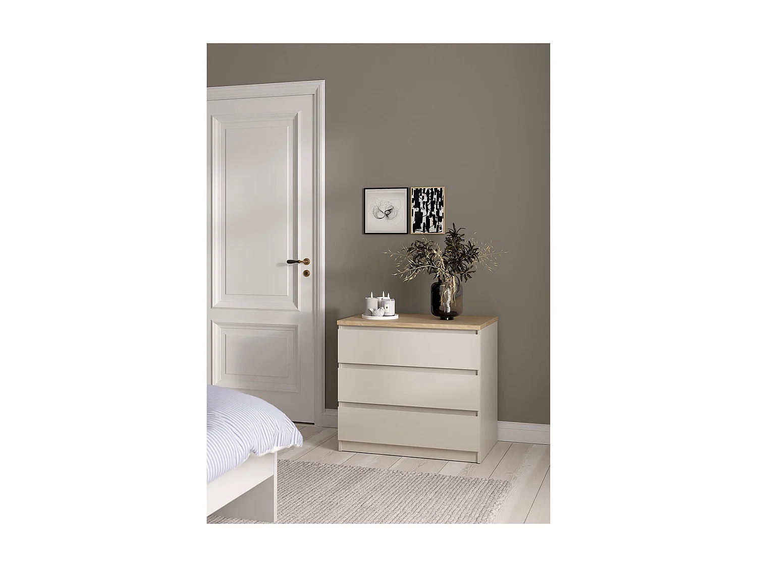 Naia Kommode 3 Schubladen Eiche Dekor.