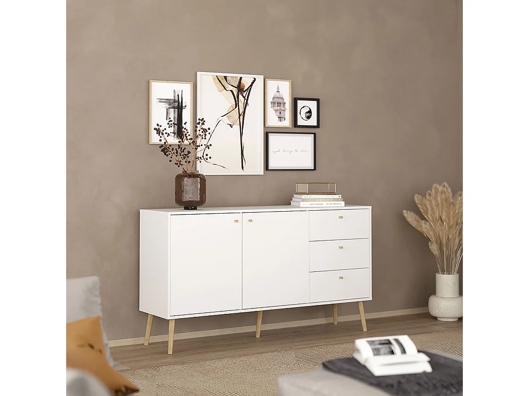 Buffet 2 portes et 3 tiroirs avec pieds en bois L147,2 cm - TARP
