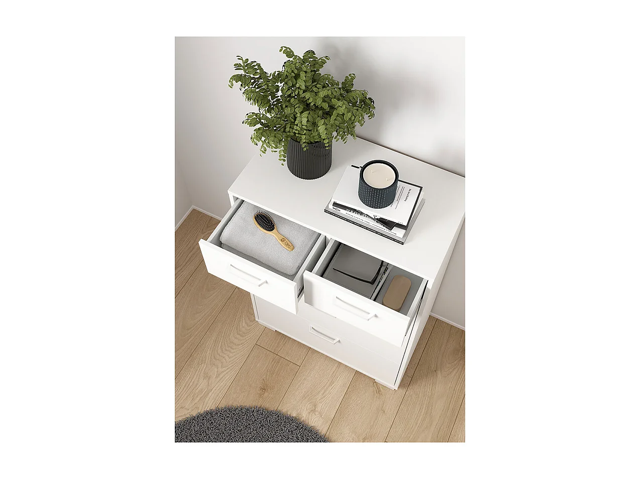 Sofia Kommode 5 Schubladen weiß.