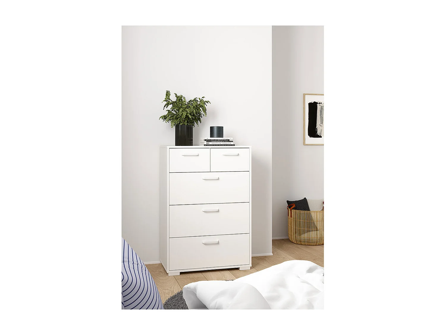Sofia Kommode 5 Schubladen weiß.
