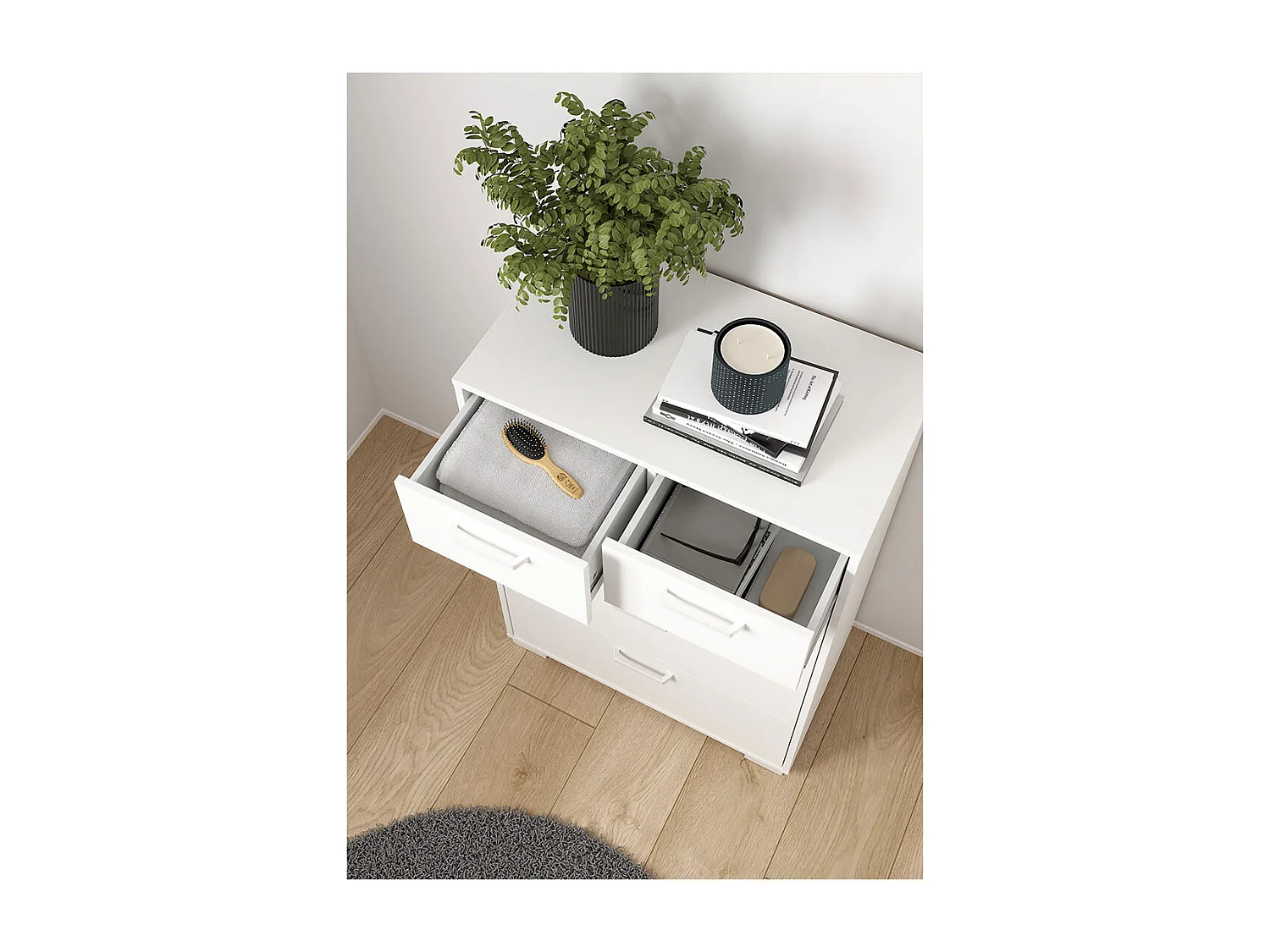 Sofia Kommode 5 Schubladen weiß.