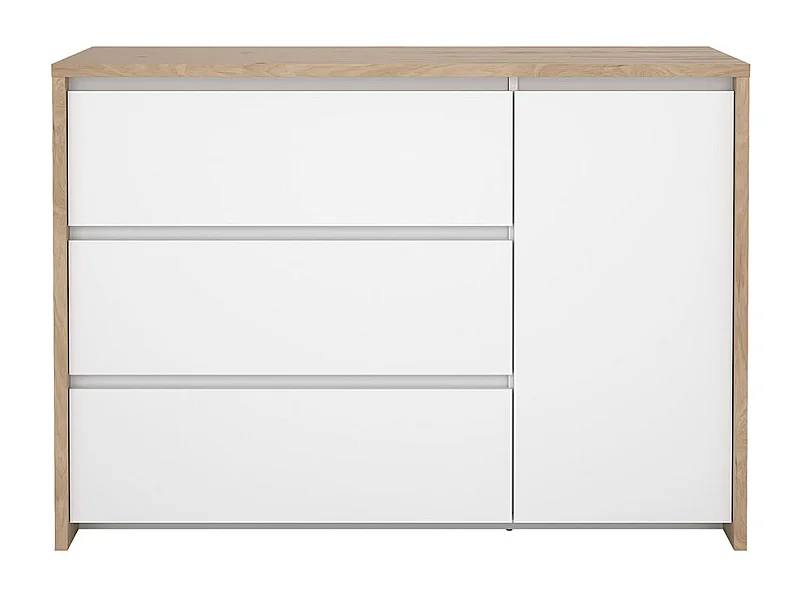 Next Kommode 1 Tür 3 Schubladen weiß Hochglanz.