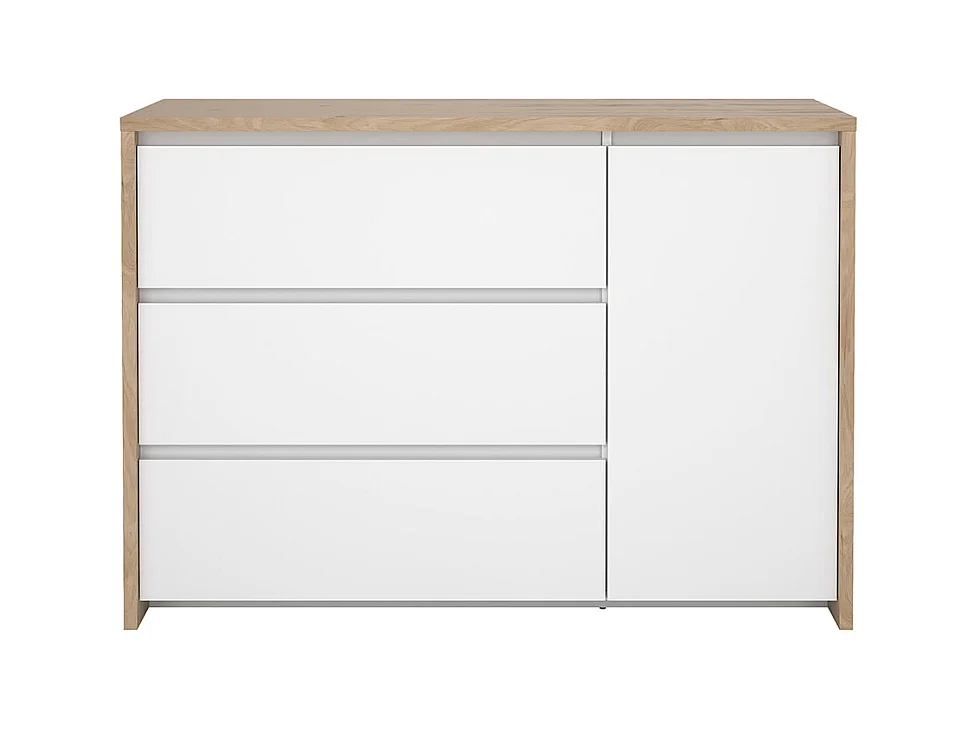 Next Kommode 1 Tür 3 Schubladen weiß Hochglanz.