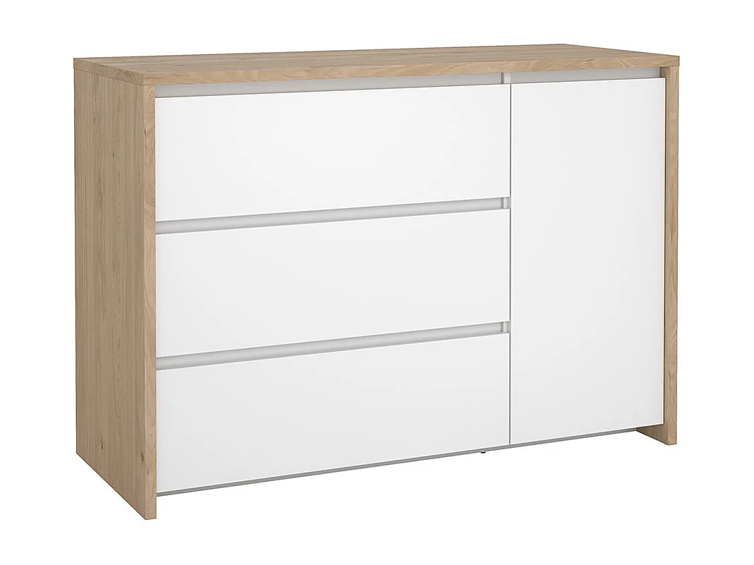 Next Kommode 1 Tür 3 Schubladen weiß Hochglanz.