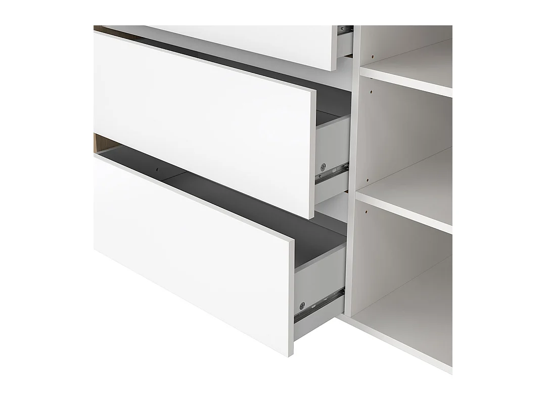 Next Kommode 1 Tür 3 Schubladen weiß Hochglanz.