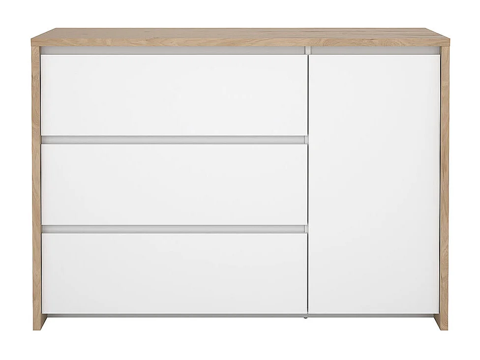 Next Kommode 1 Tür 3 Schubladen weiß Hochglanz.