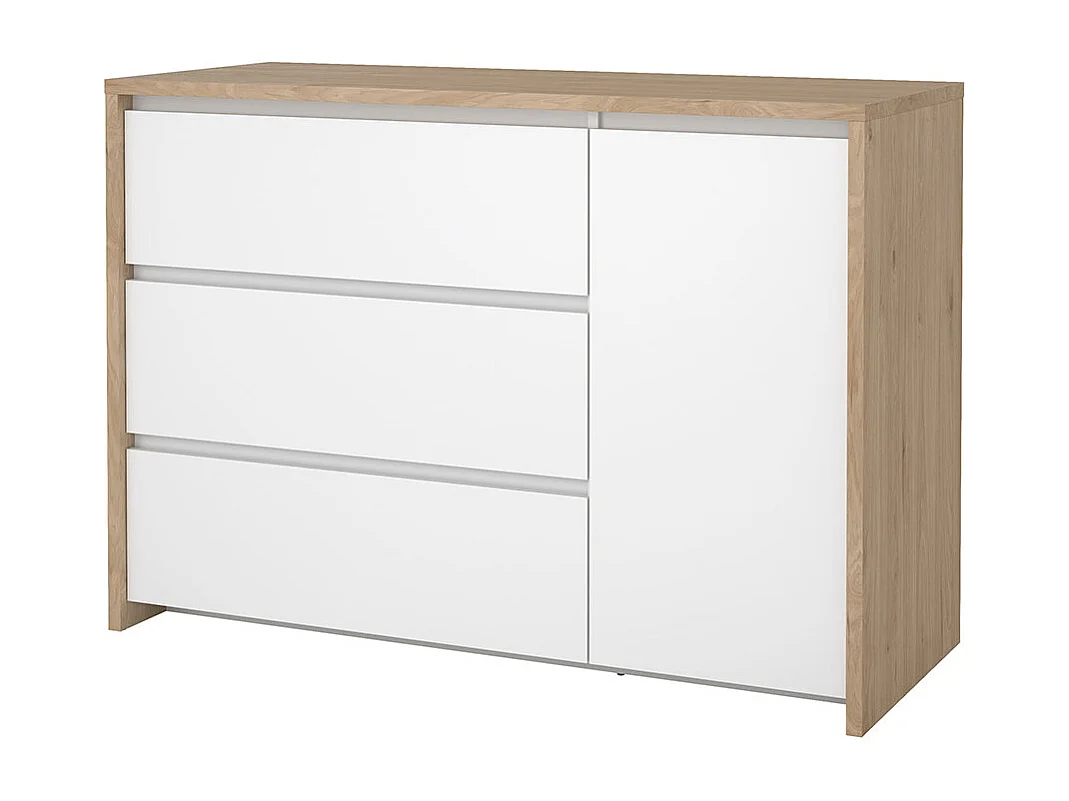 Next Kommode 1 Tür 3 Schubladen weiß Hochglanz.