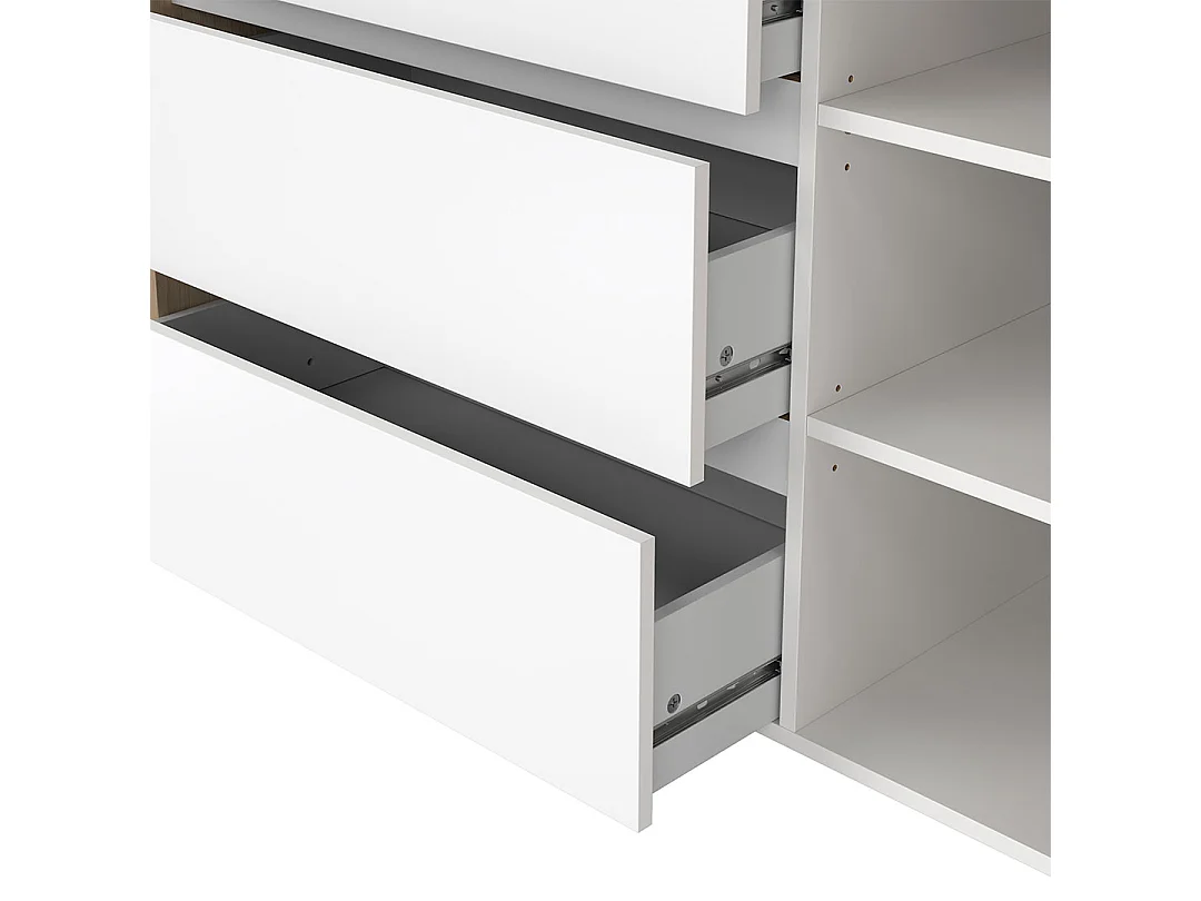 Next Kommode 1 Tür 3 Schubladen weiß Hochglanz.