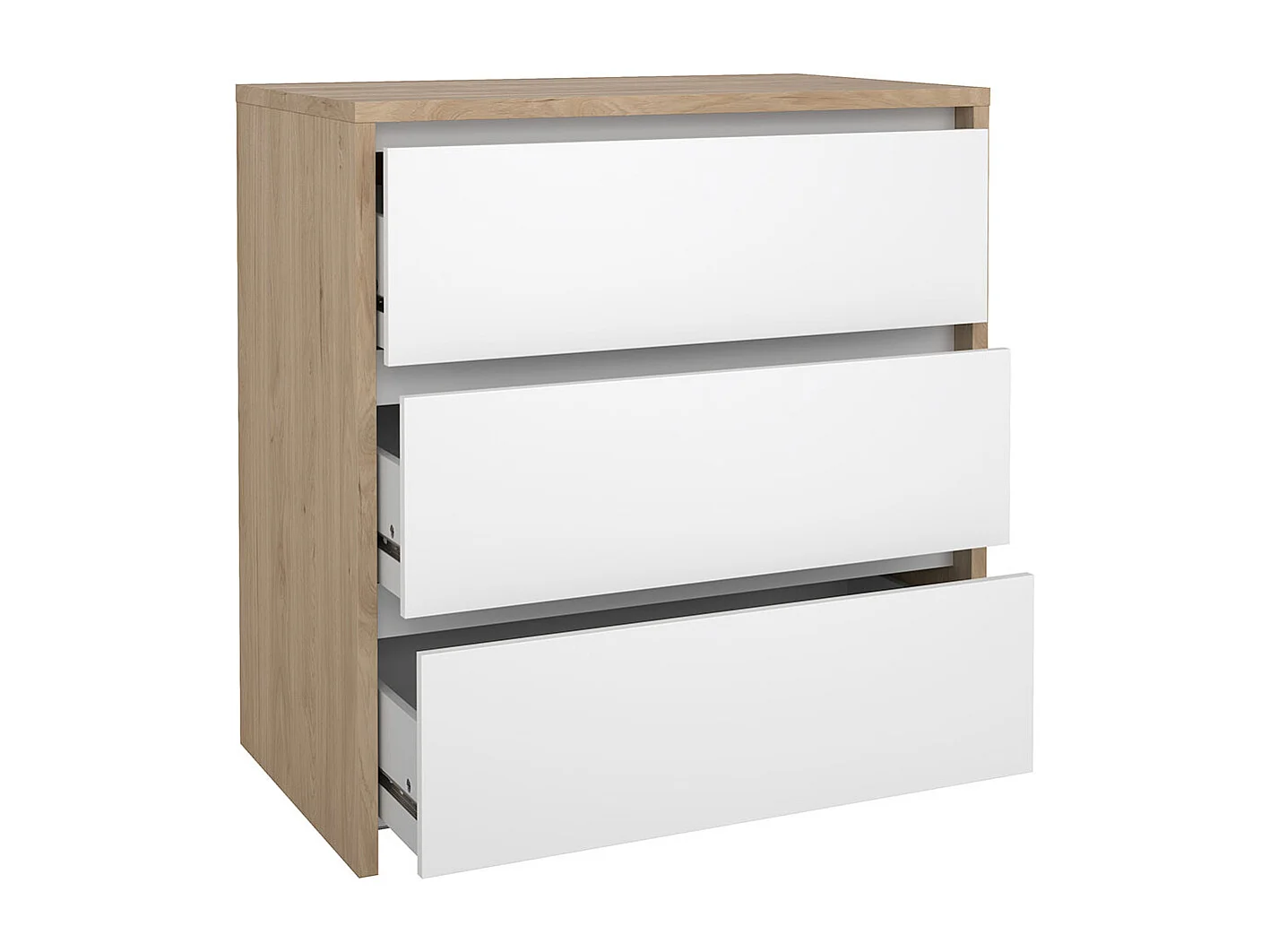 Next Kommode 3 Schubladen weiß Hochglanz.