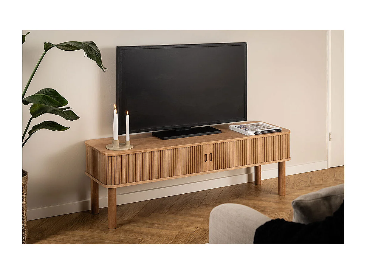 Langley meuble tV 2 portes coulissantes chêne décor.