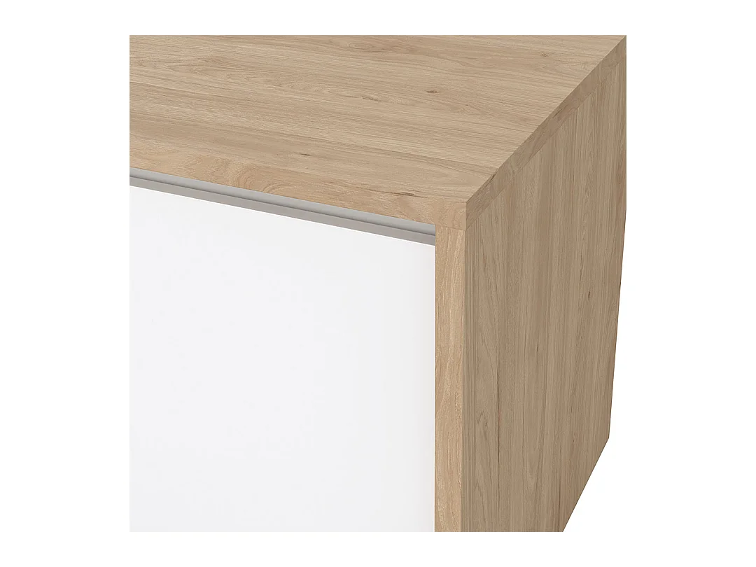 Next TV Tisch 2 Türen, 1 Schublade, 1 Ablage Eichen-Dekor, weiß hochglanz.