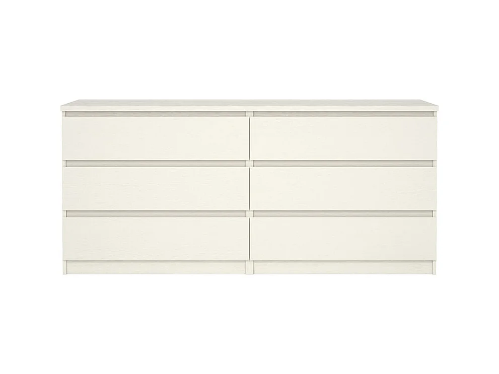 Noulan Kommode 6 Schubladen, weißes Esche Dekor.