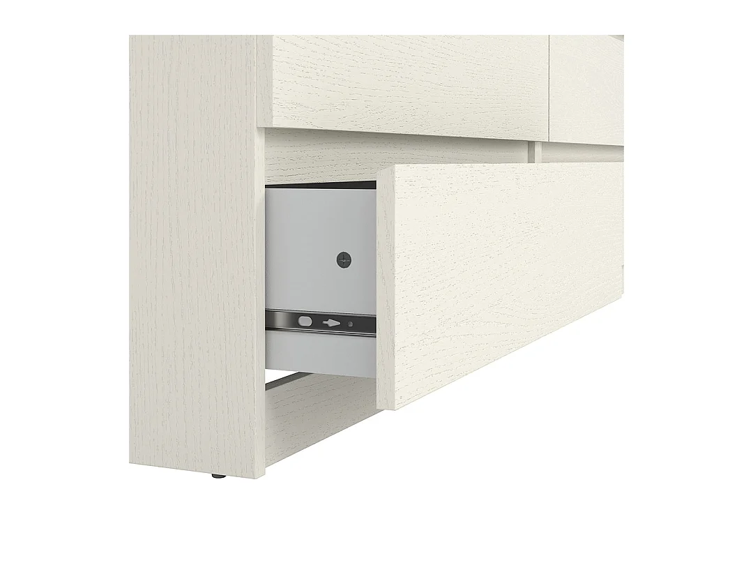 Noulan Kommode 6 Schubladen, weißes Esche Dekor.