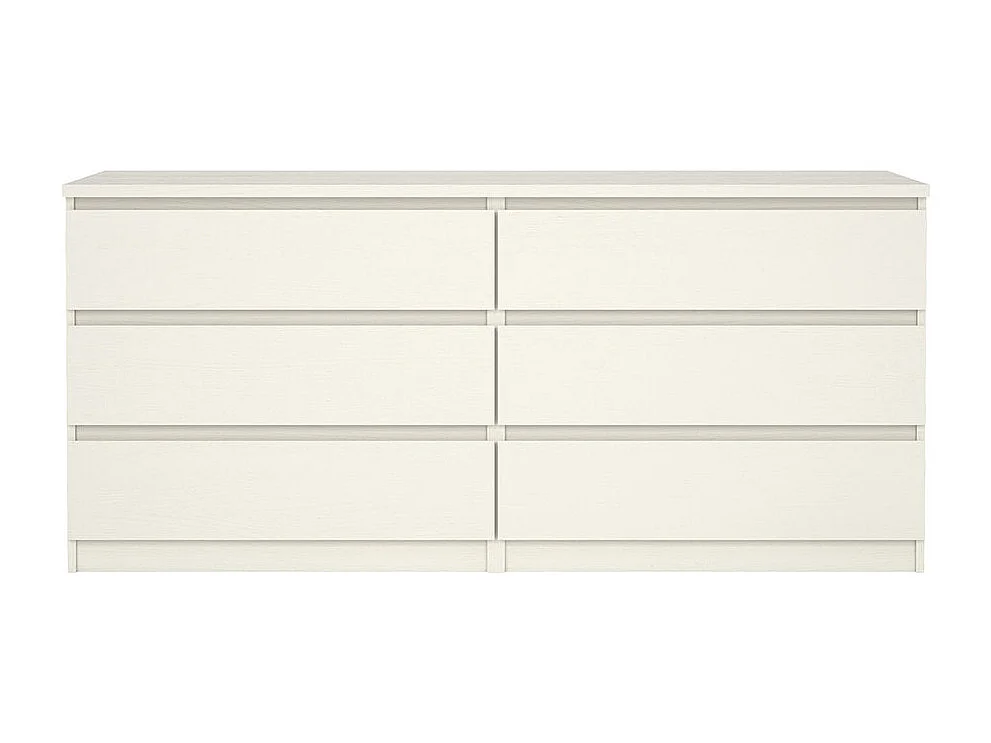 Noulan Kommode 6 Schubladen, weißes Esche Dekor.