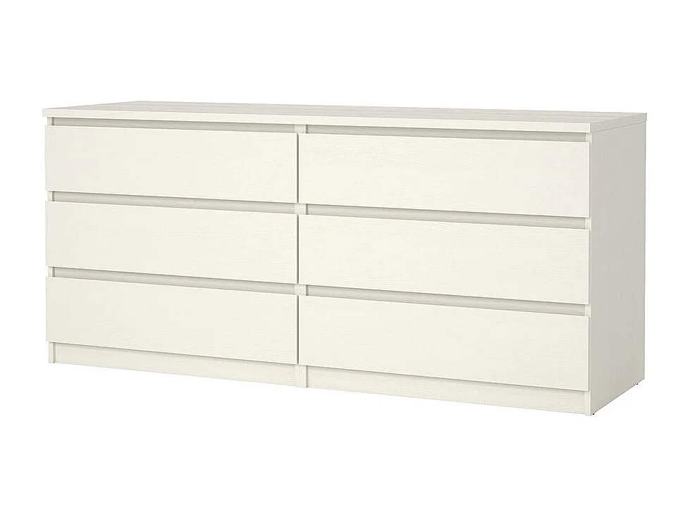 Noulan Kommode 6 Schubladen, weißes Esche Dekor.