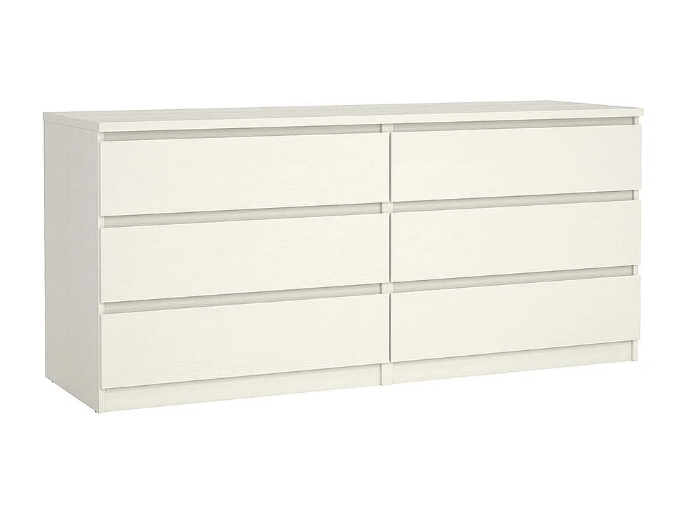 Noulan Kommode 6 Schubladen, weißes Esche Dekor.