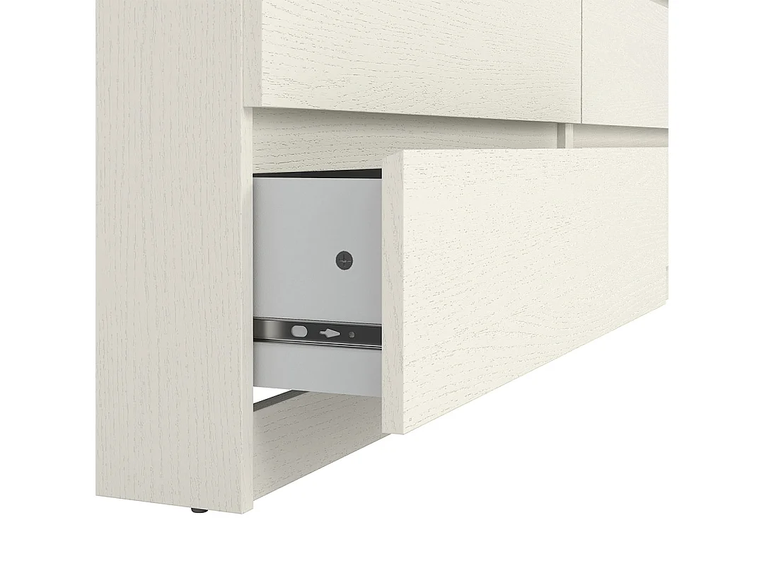 Noulan Kommode 6 Schubladen, weißes Esche Dekor.