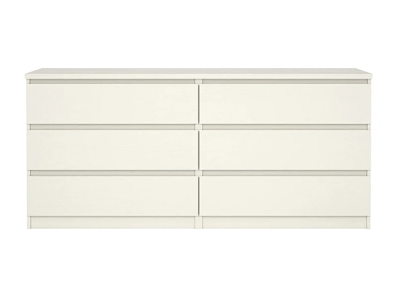 Noulan Kommode 6 Schubladen, weißes Esche Dekor.