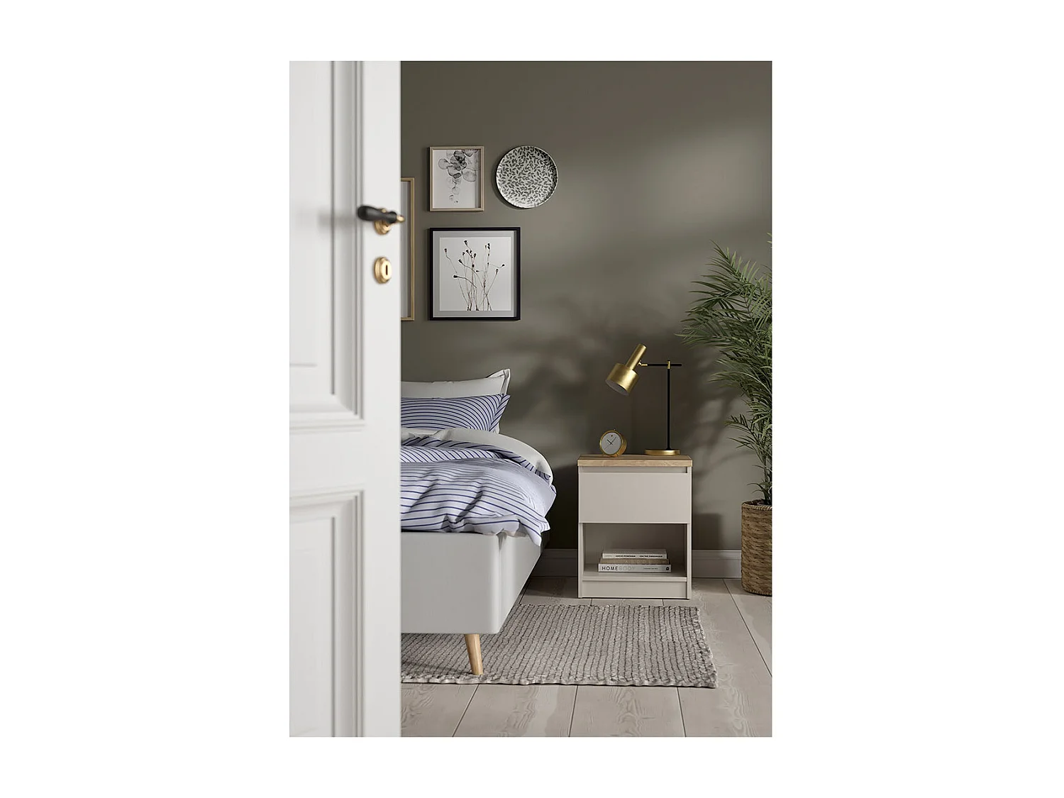 Naia table de nuit 1 tiroir chêne décor.