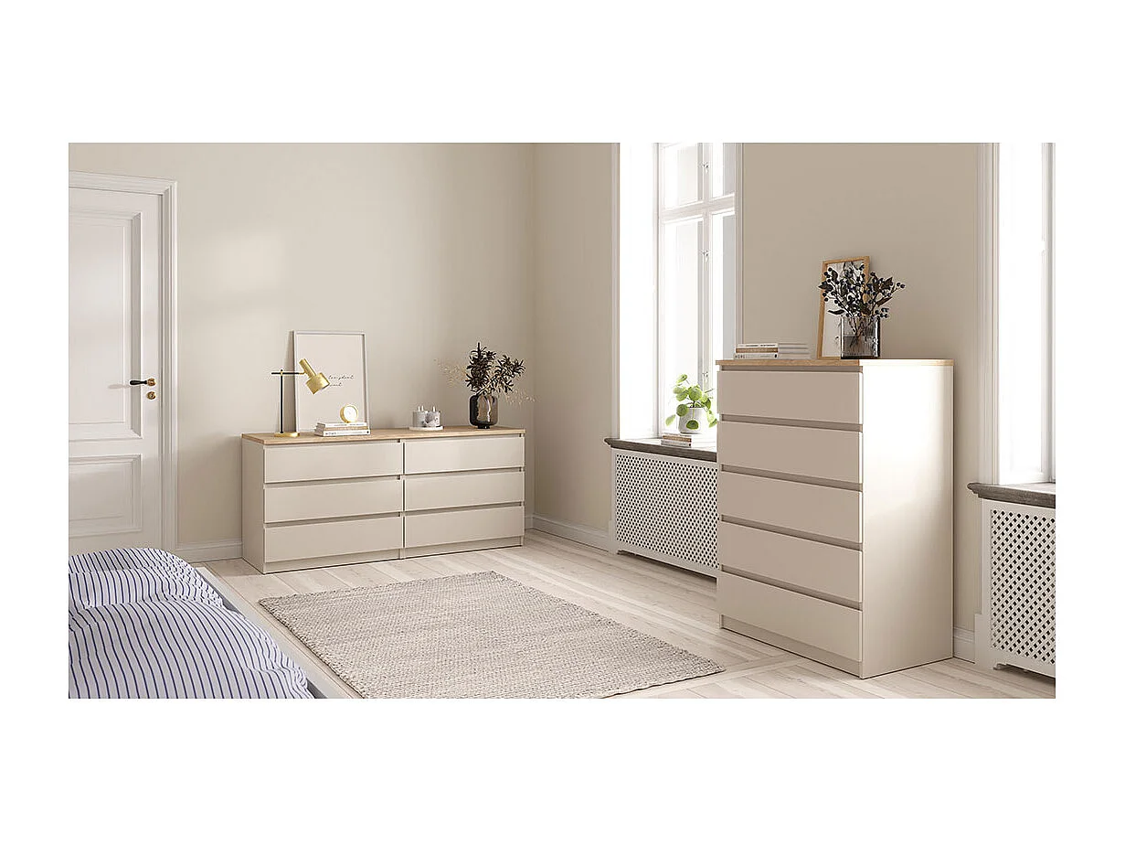 Naia Kommode 5 Schubladen Eiche Dekor.