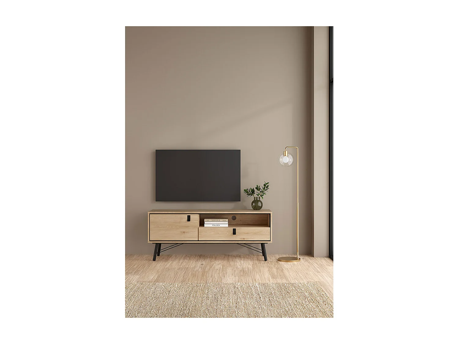 Ry meuble TV 1 porte 1 tiroir chêne décor.