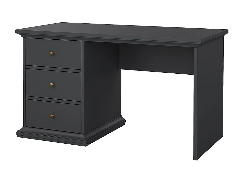 Venedig bureau 3 tiroirs gris mat.