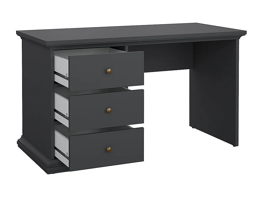 Venedig bureau 3 tiroirs gris mat.