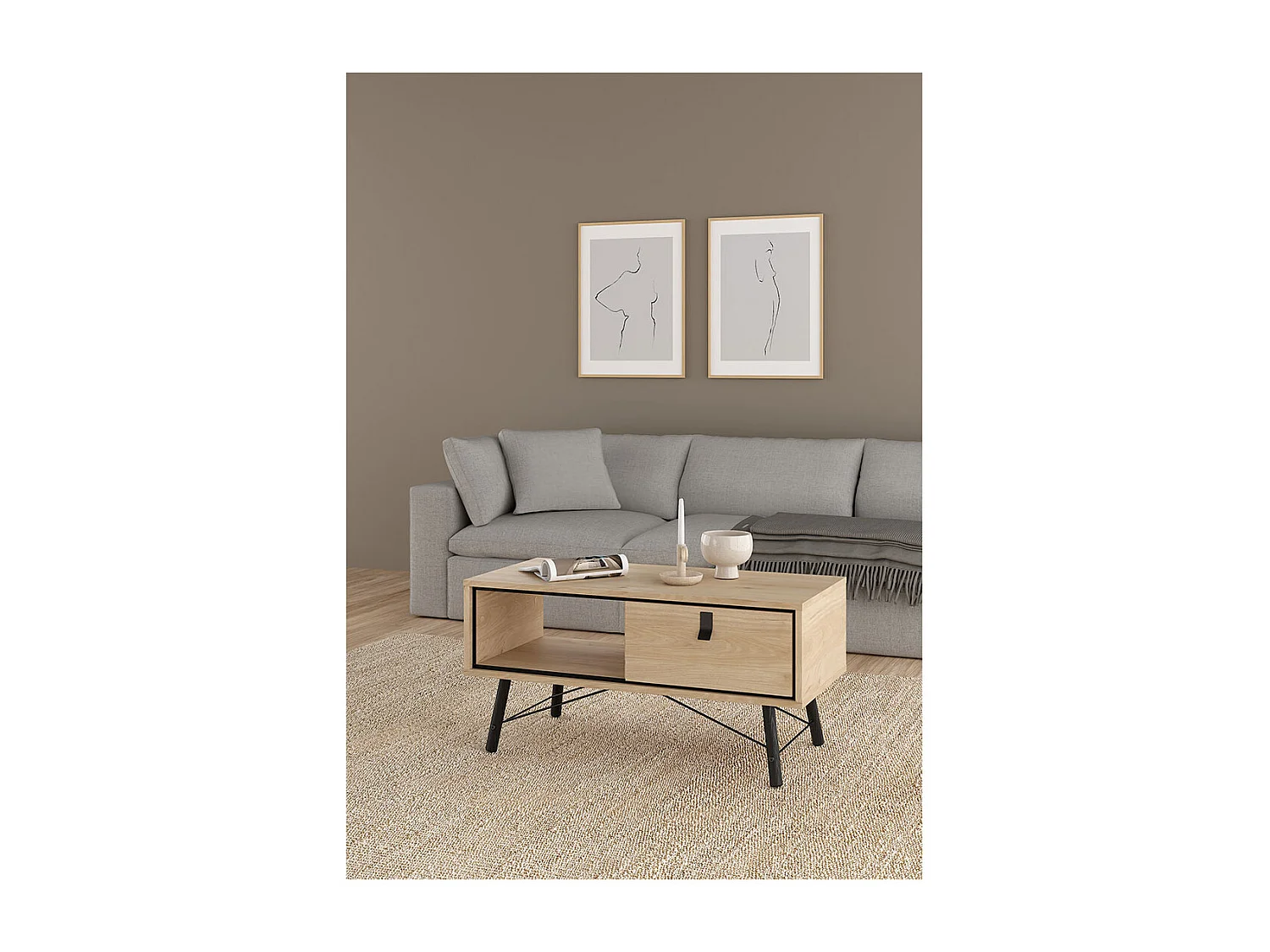 Ry salontafel 1 lade eikdecor.