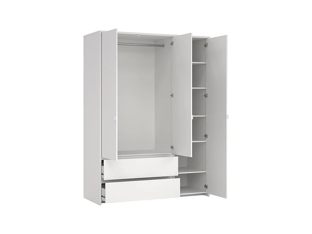 Next Kleiderschrank 3 Türen 2 Schubladen 149x200cm weiß.