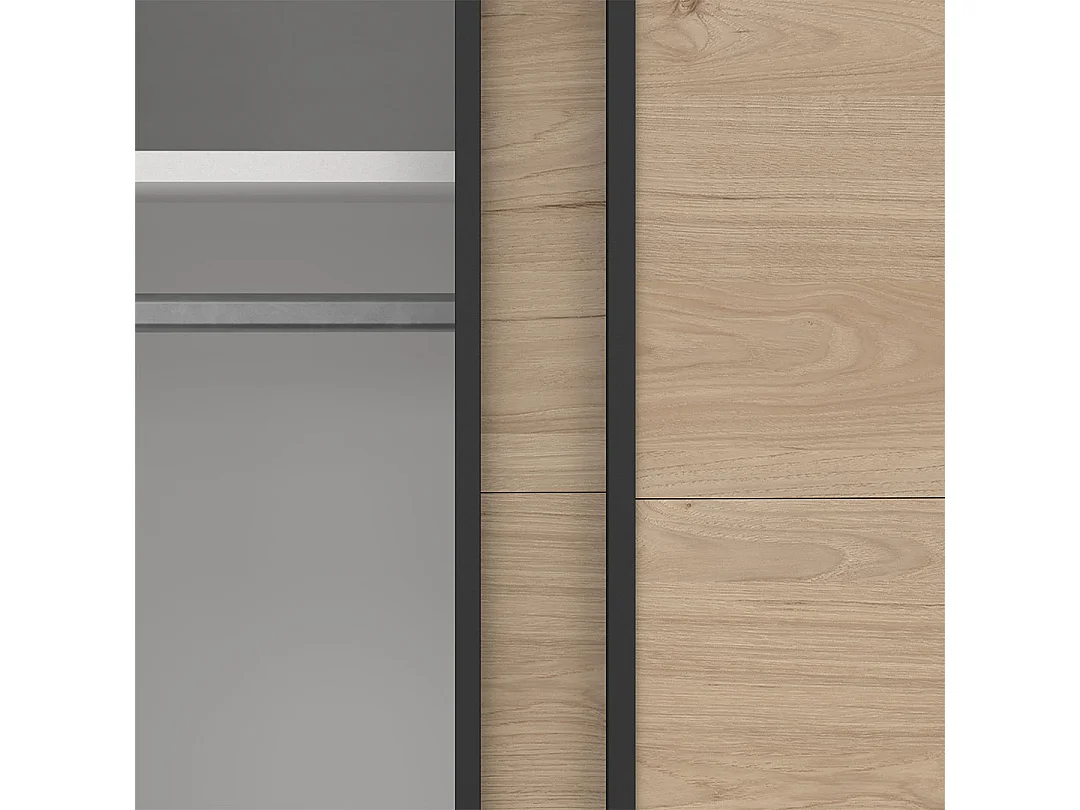 Bergamo armoire coulissante 2 portes 180x220cm chêne décor.