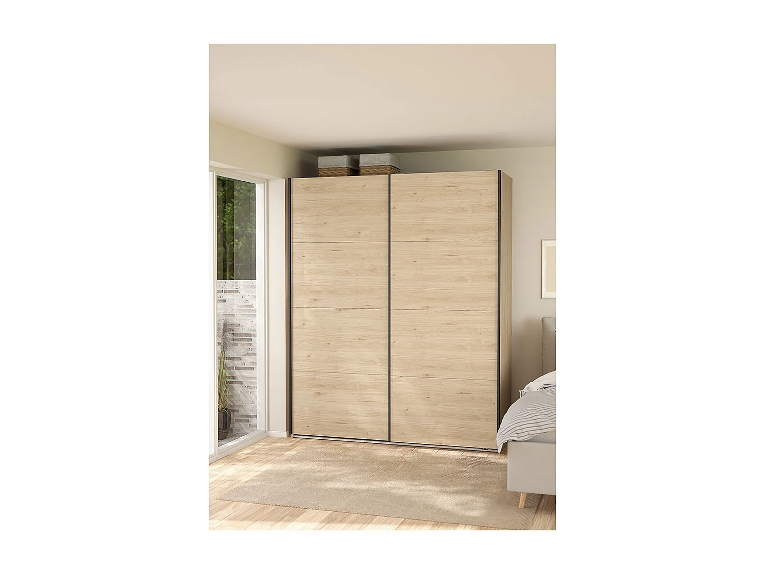 Bergamo armoire coulissante 2 portes 180x220cm chêne décor.