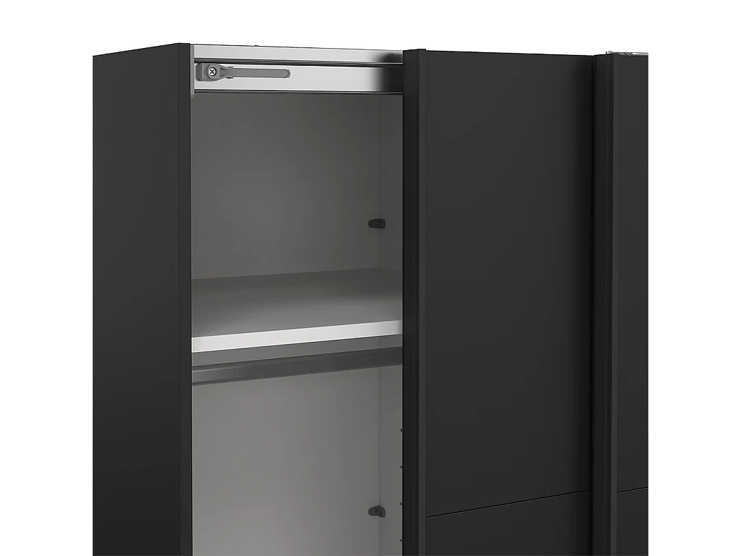 Catania Kleiderschrank 221x119x67cm, 2 Schiebetüren matt schwarz.