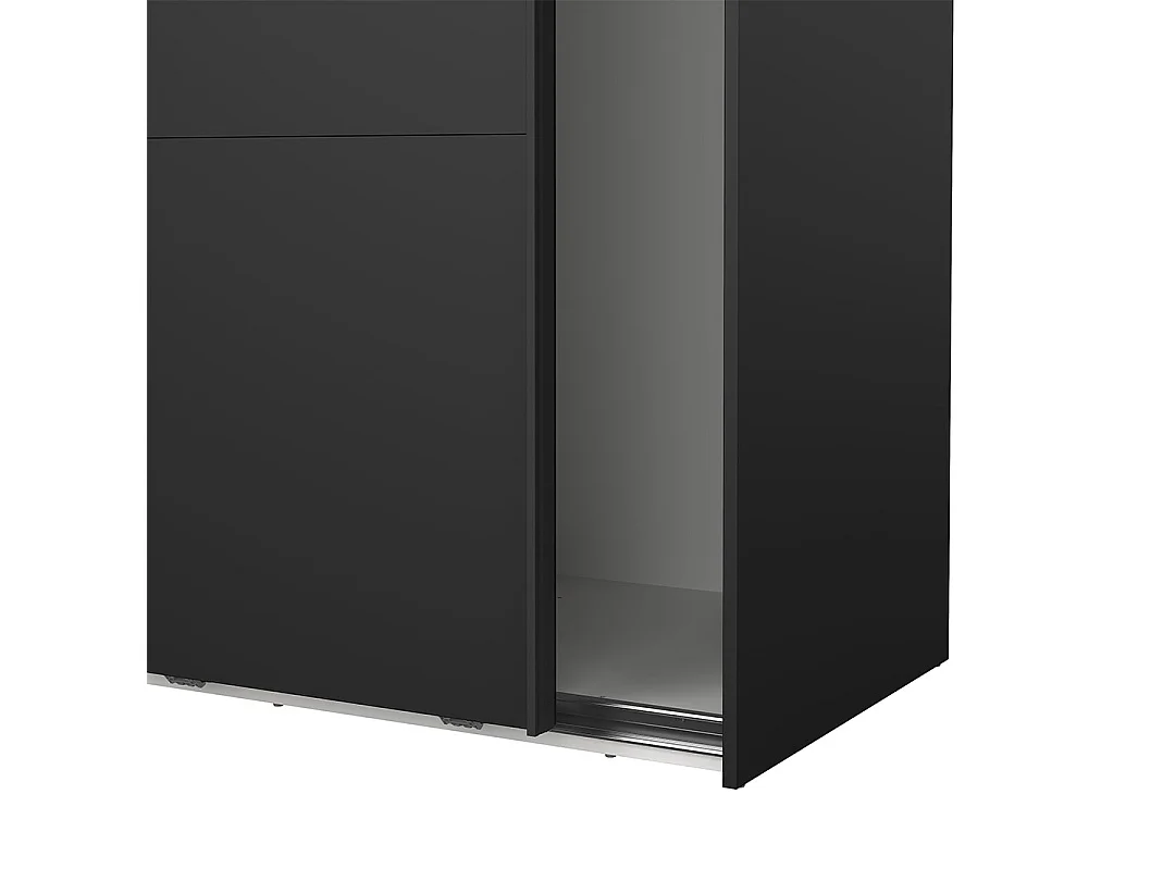 Catania Kleiderschrank 221x119x67cm, 2 Schiebetüren matt schwarz.